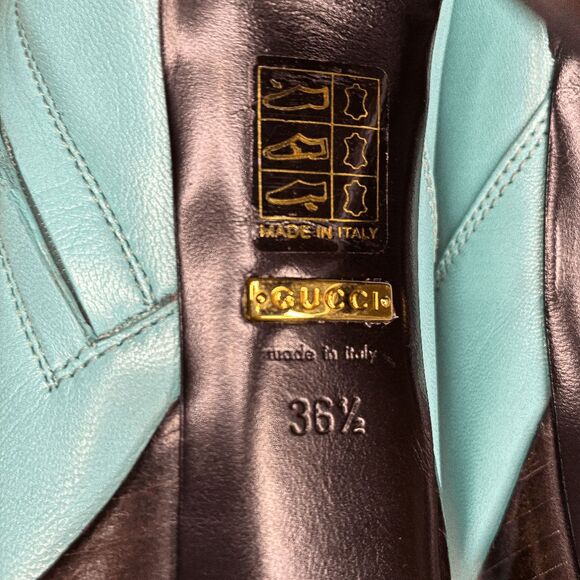 Gucci Aquamarine Teal Angel Feline Head Platform Knee High Zip Up Boot EU 36.5 - Picture 11 of 14